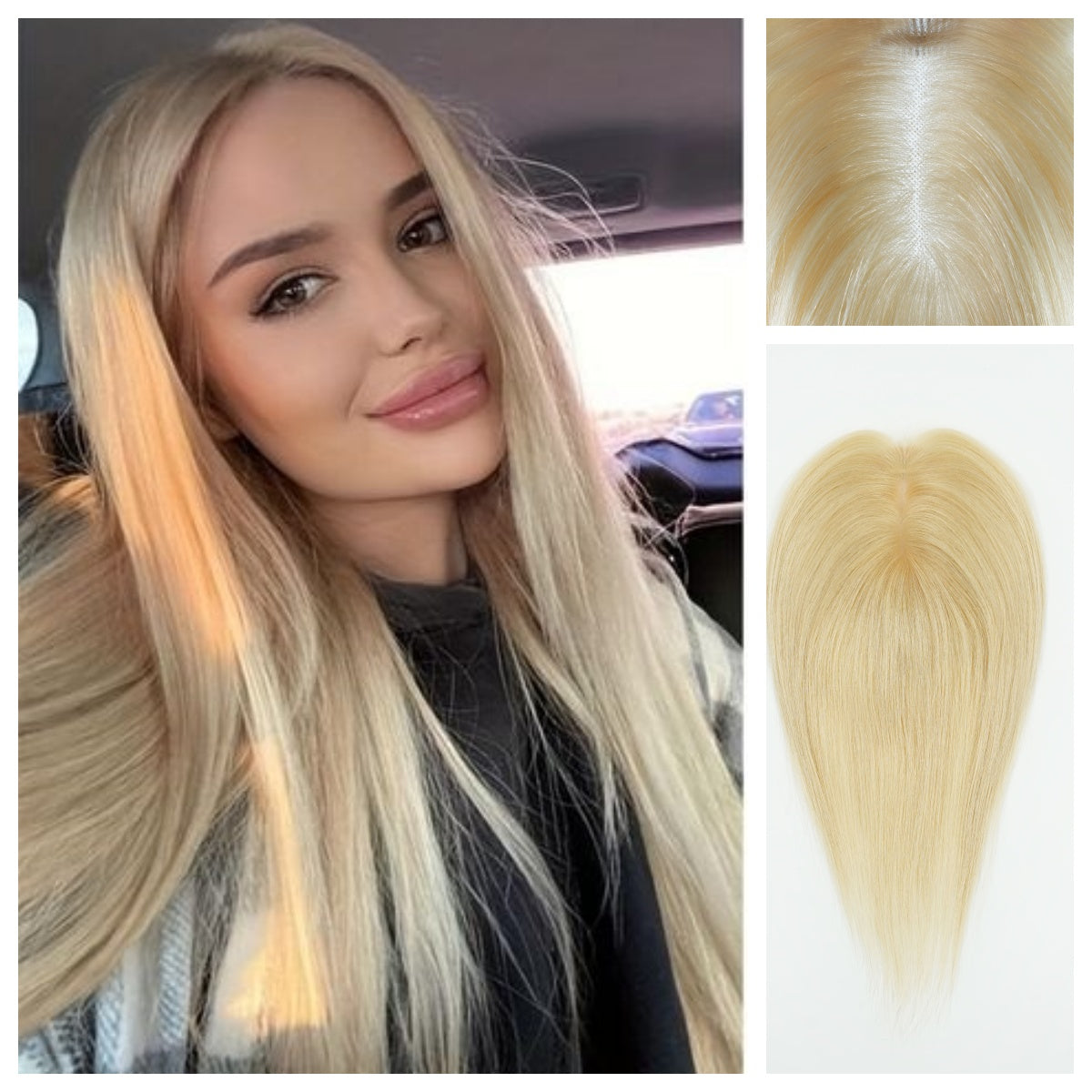 Light Blonde Virgin Hair Topper Clip in Toppee for Women #613