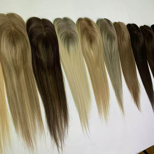 3"x 5" Silk Base Clip in Hair Topper Highlight for Women Human Hair Piece