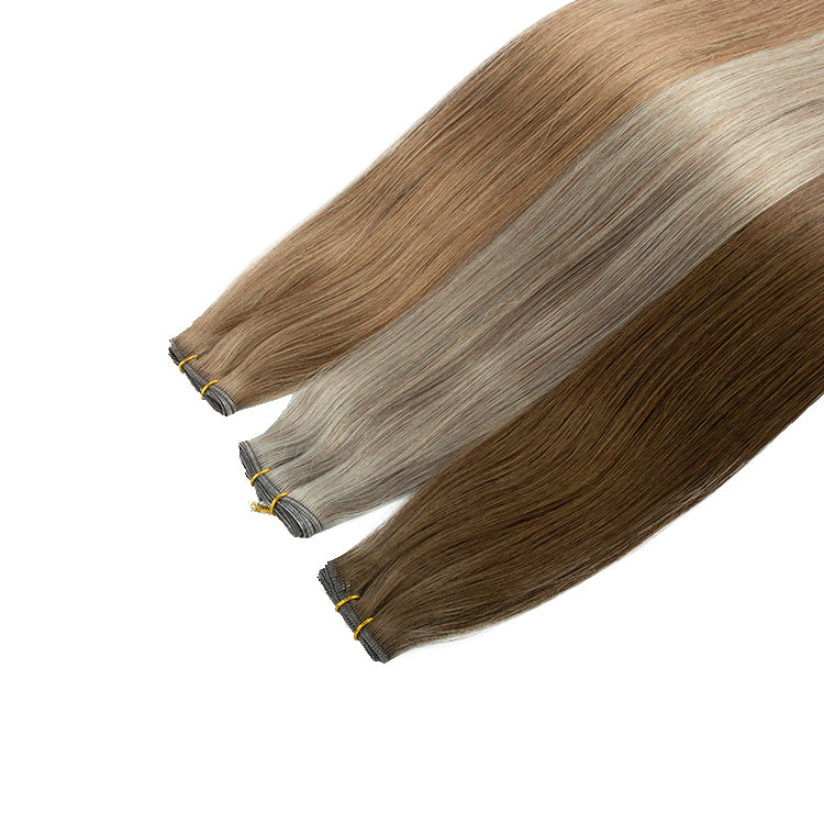 50g 22inch Russian Thin Invisible Double Drawn Human Hair Genius Weft