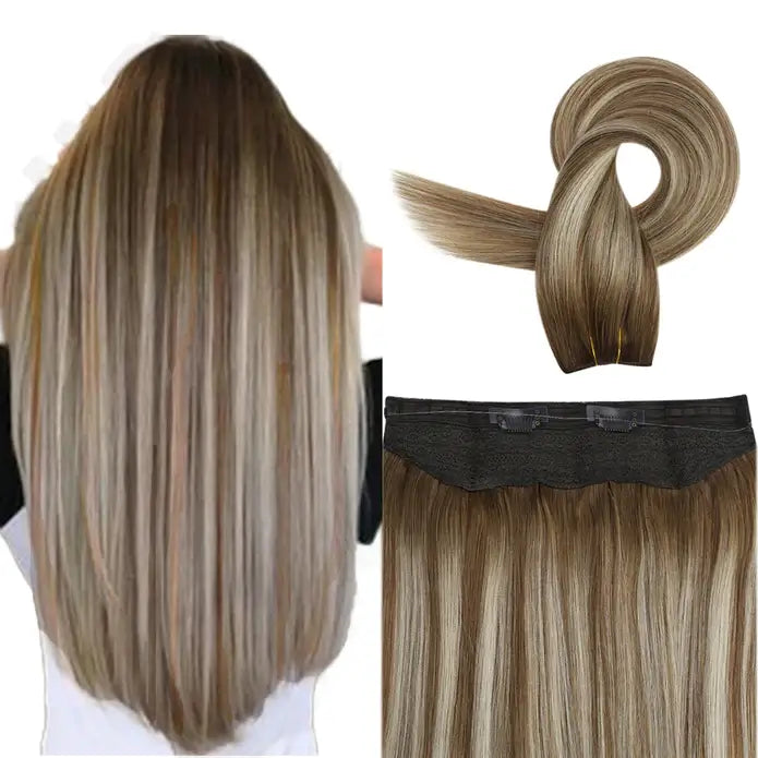 80g Halo Human Hair Extensions Balayage Blonde #6/60/6