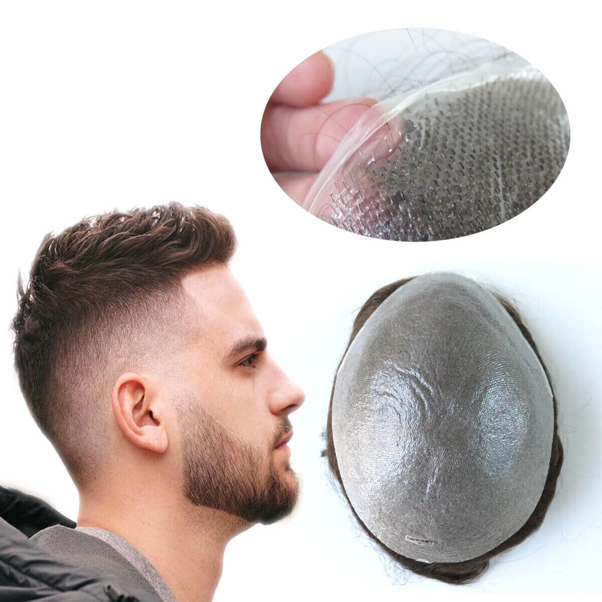 Skin hair system for men 0.04-0.06 mm good cheap mens toupee