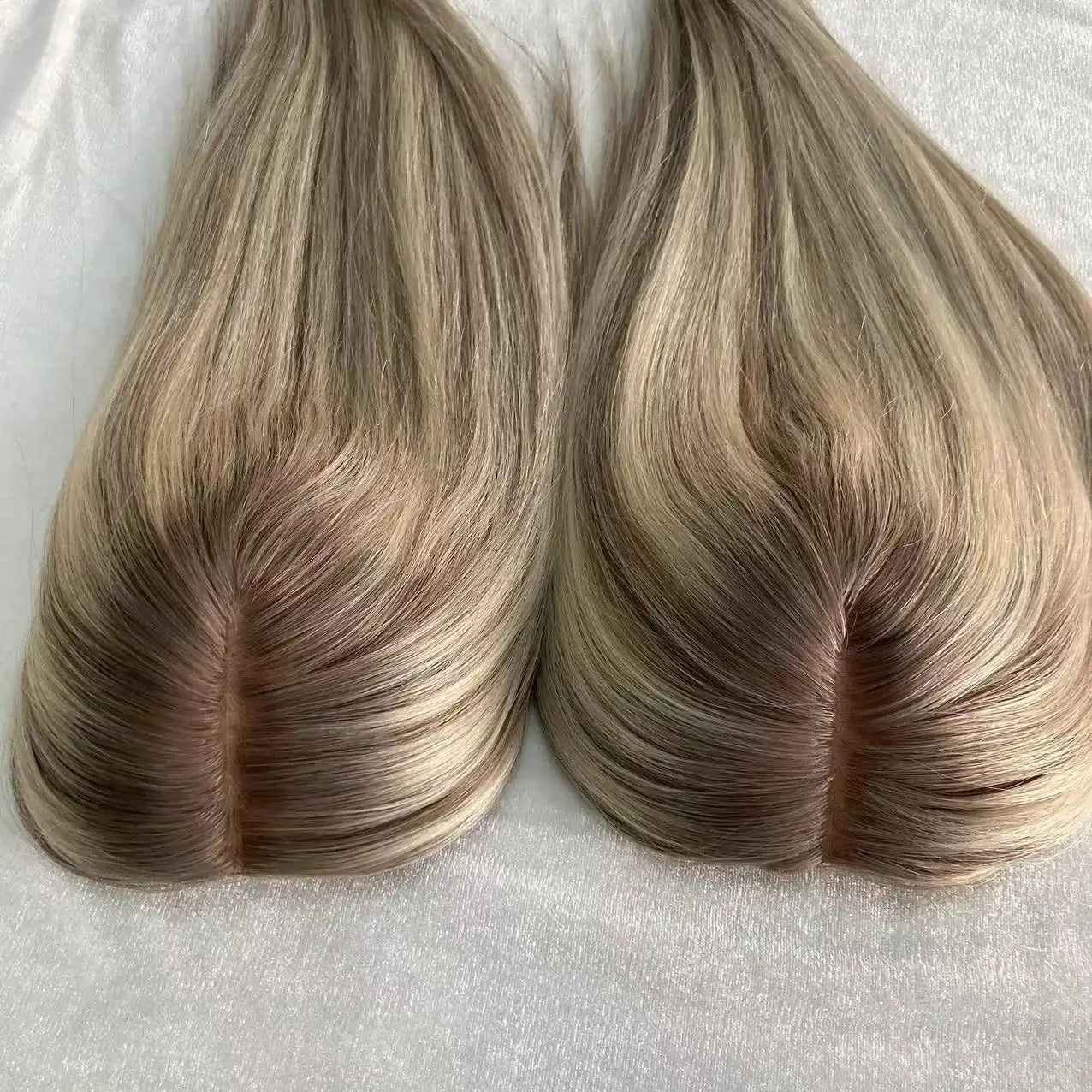 highlight blonde color silk base topper European virgin women hair pieces