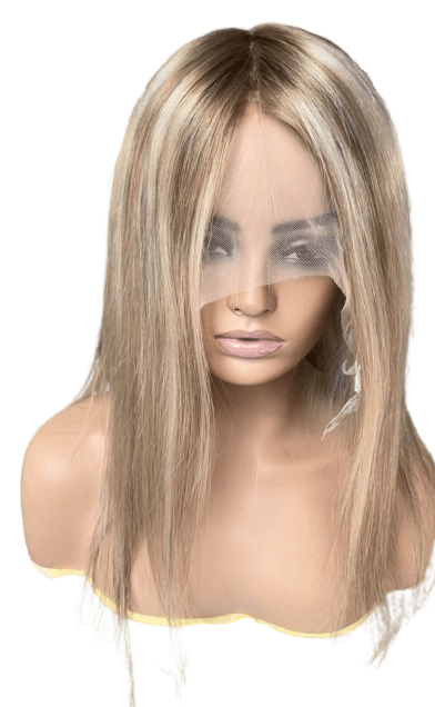 silk Base Top Silicone With Lace Full Hand Tied medical wig mixed color