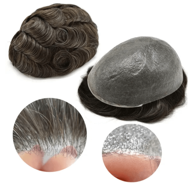 Thin skin 0.08mm Mens toupee Natural Hairline Human Hair System