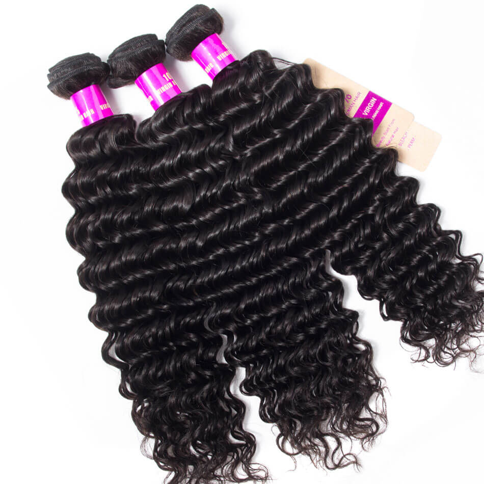 Deep Wave Bundles High Quality  Virgin Hair 3 Bundles Deep Wave Curly Human Hair Weave