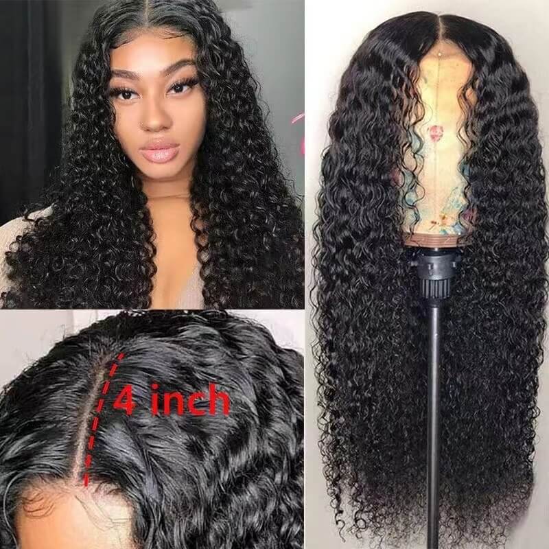 13x6 Lace Frontal wigs Long Curly Hair Natural Black Pre Plucked