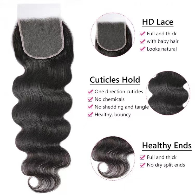 BODY Wave  5x5 HD Lace Closure Virgin Hair Closure For Women