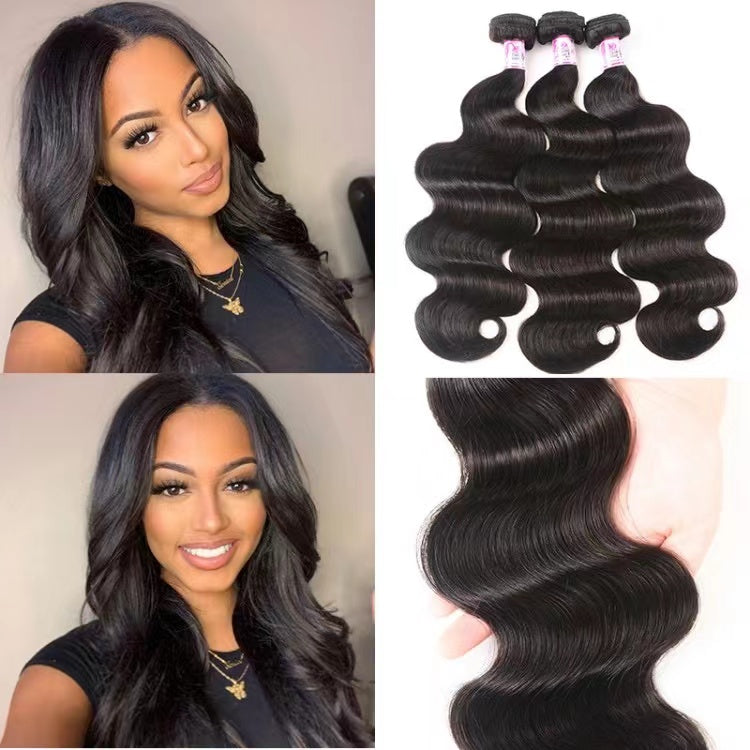 Brazilian Body Wave 3Bundles with 4x4Lace Closure 100% Human Hair Body Wave Hair Extension Natural Black Brazlian human hair weave