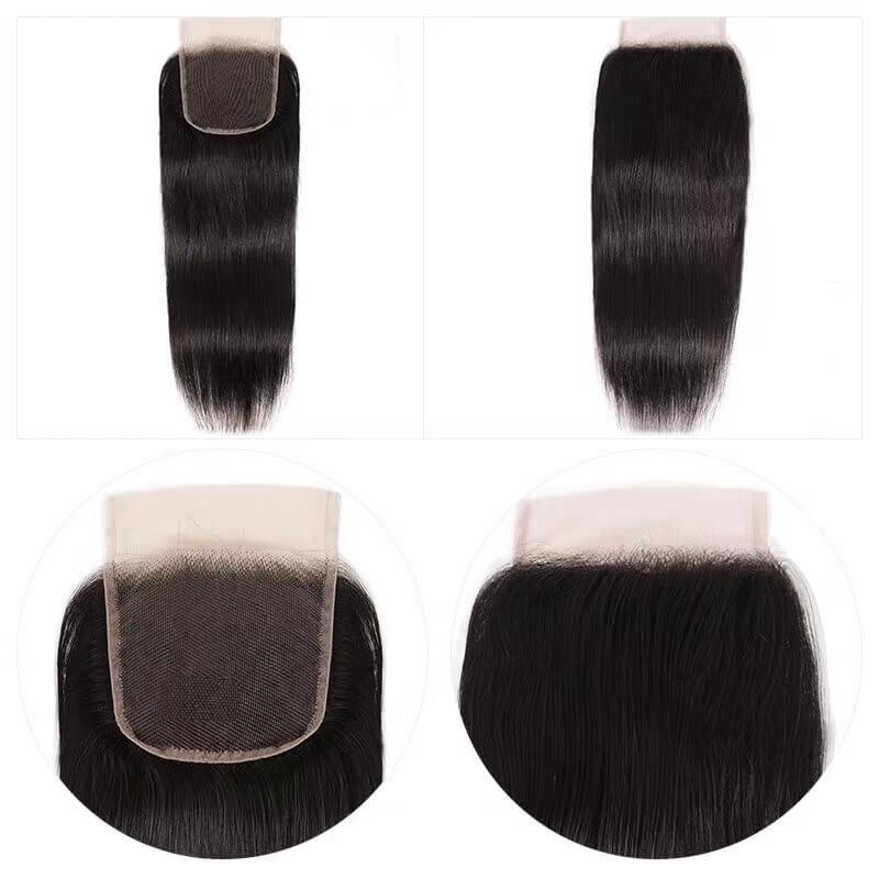 1 Piece Straight Human  virgin Hair Closure Brazilian 4x4 Lace Closure