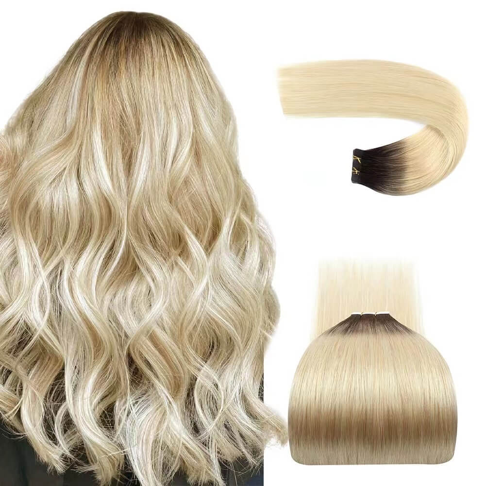 TapTape in Hair Extensions Human Hair 20pcs 50g Balayage Natural Real Hair Extension 60#