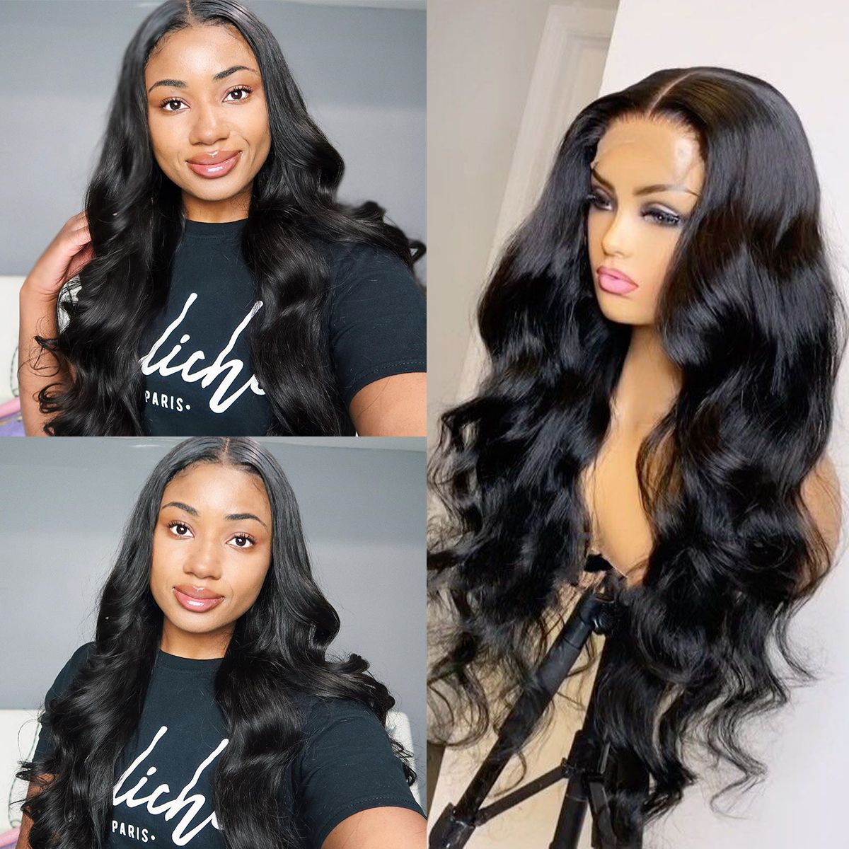 Body Wave HD 4x4 Lace Wigs Made By Hair Bundles With Closure 150% Density