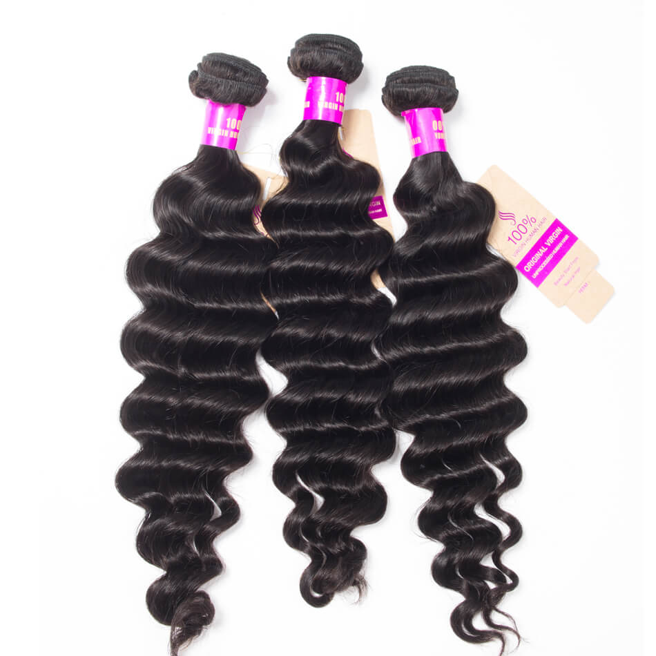 Loose Deep Wave 3 Bundles  Hair Weave Bundles Ocean Wave 100% Virgin Human Hair