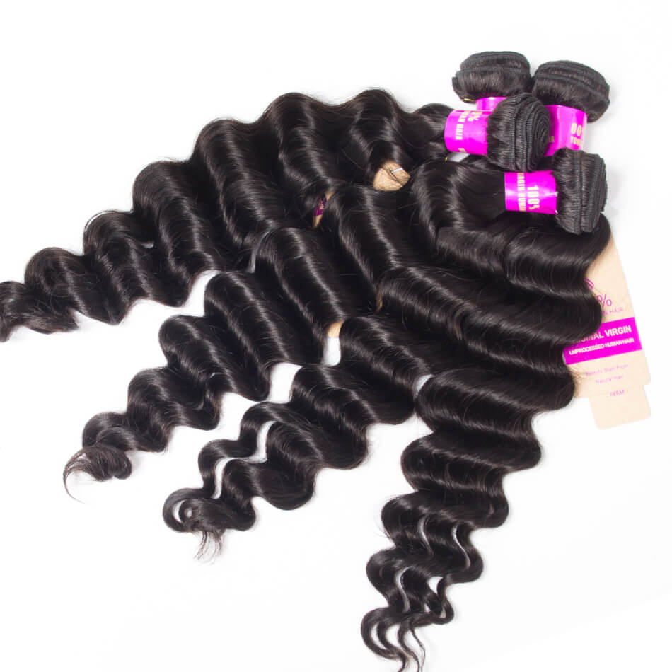 Loose Deep Wave 3 Bundles  Hair Weave Bundles Ocean Wave 100% Virgin Human Hair