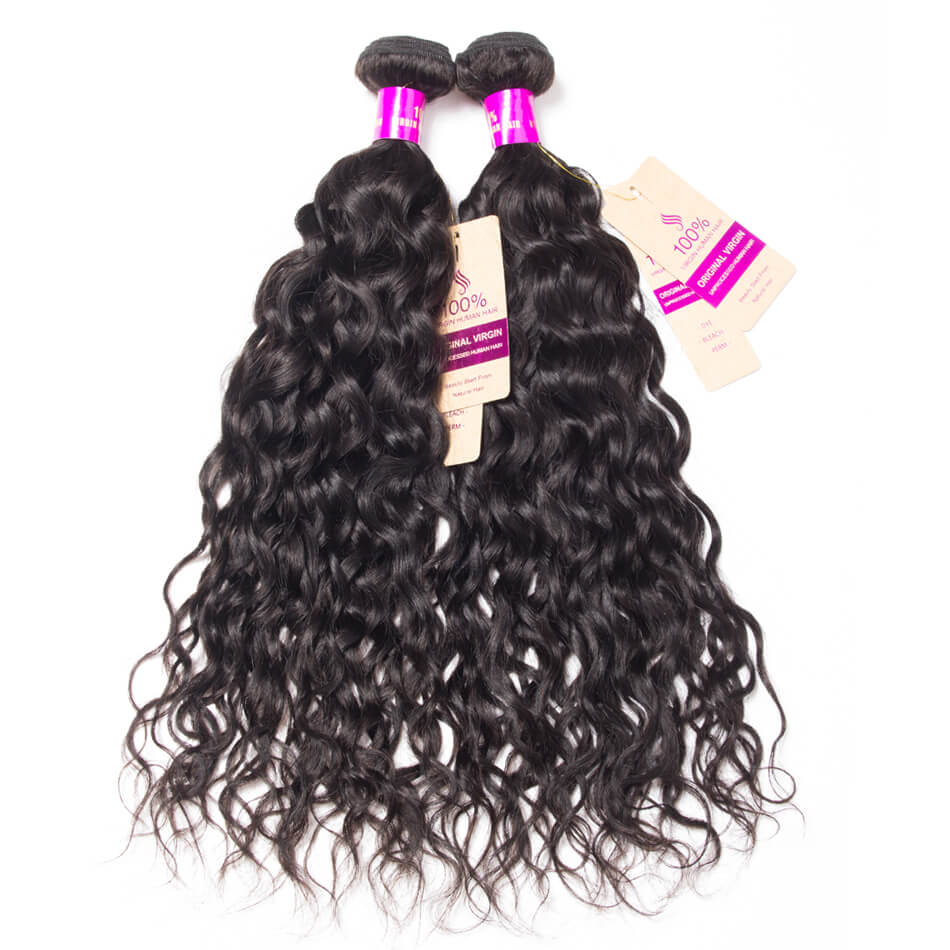 Wavy Human Hair Weave Bundles  Brazilian Virgin Hair Water Wave 3 Bundles Natural Hair