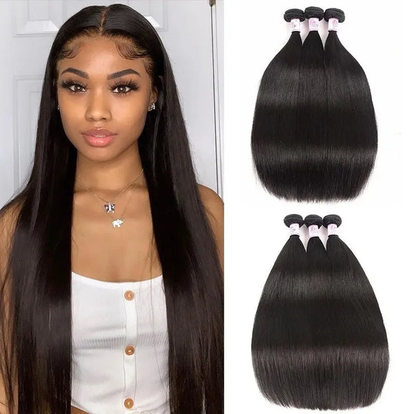 Brazilian Straight Hair 3 Bundles Deals 100% Unprocessed Virgin Brazilian Hair Silk Straight Human Hair Weave Bundles