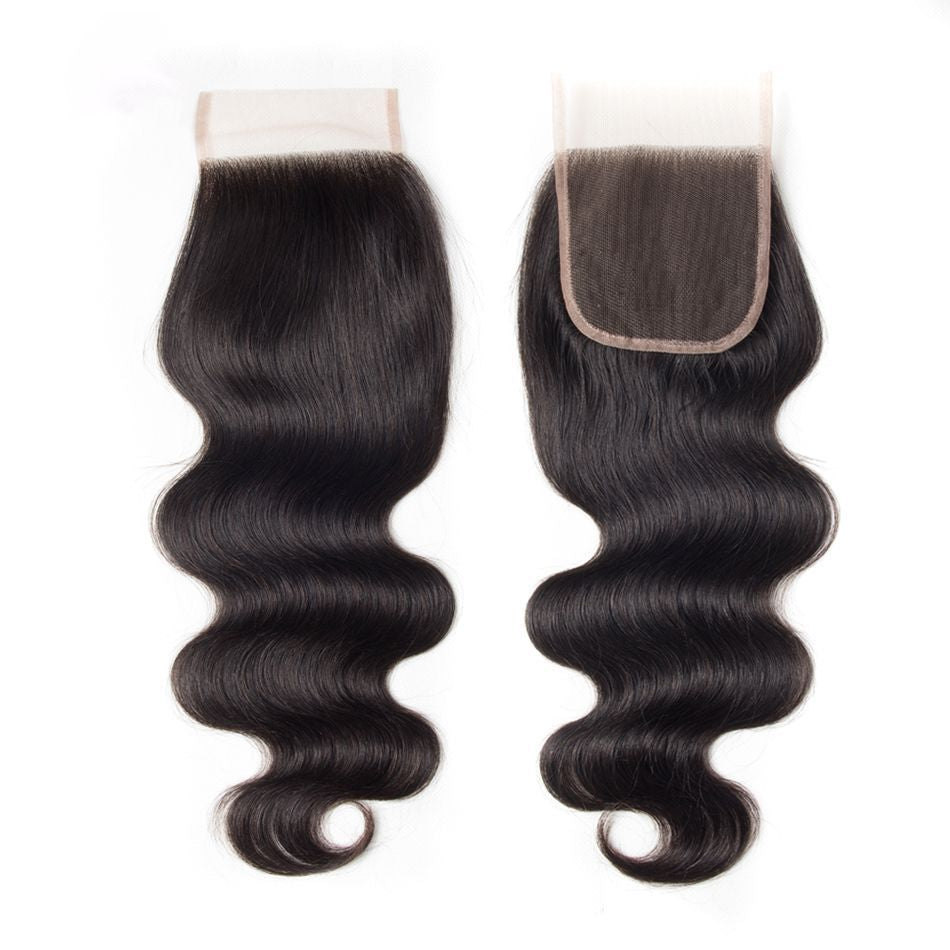 wholesale factory 1piece 4*4 Lace Closure Brazilian Body Wave Human Hair Closure Lace Hair Extensions