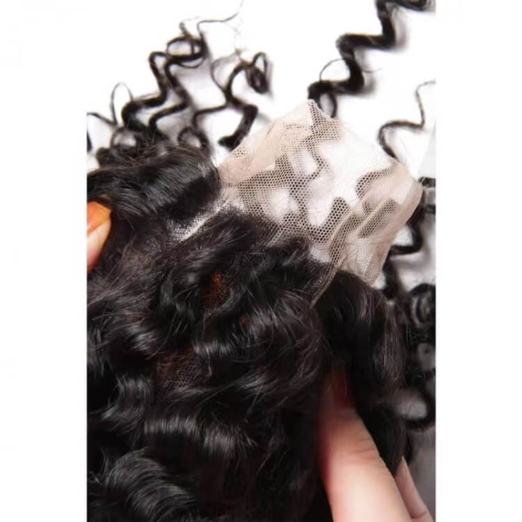 Brazilian Curly wave Virgin Hair With Closure 100%  Human Hair Bundles With Closure Jerry Curly