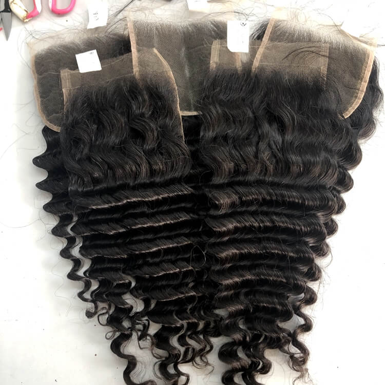 Deep Wave Lace Closure Human Hair Extensions 4*4 Brazilian Deep Wave Culry HairLace Closure