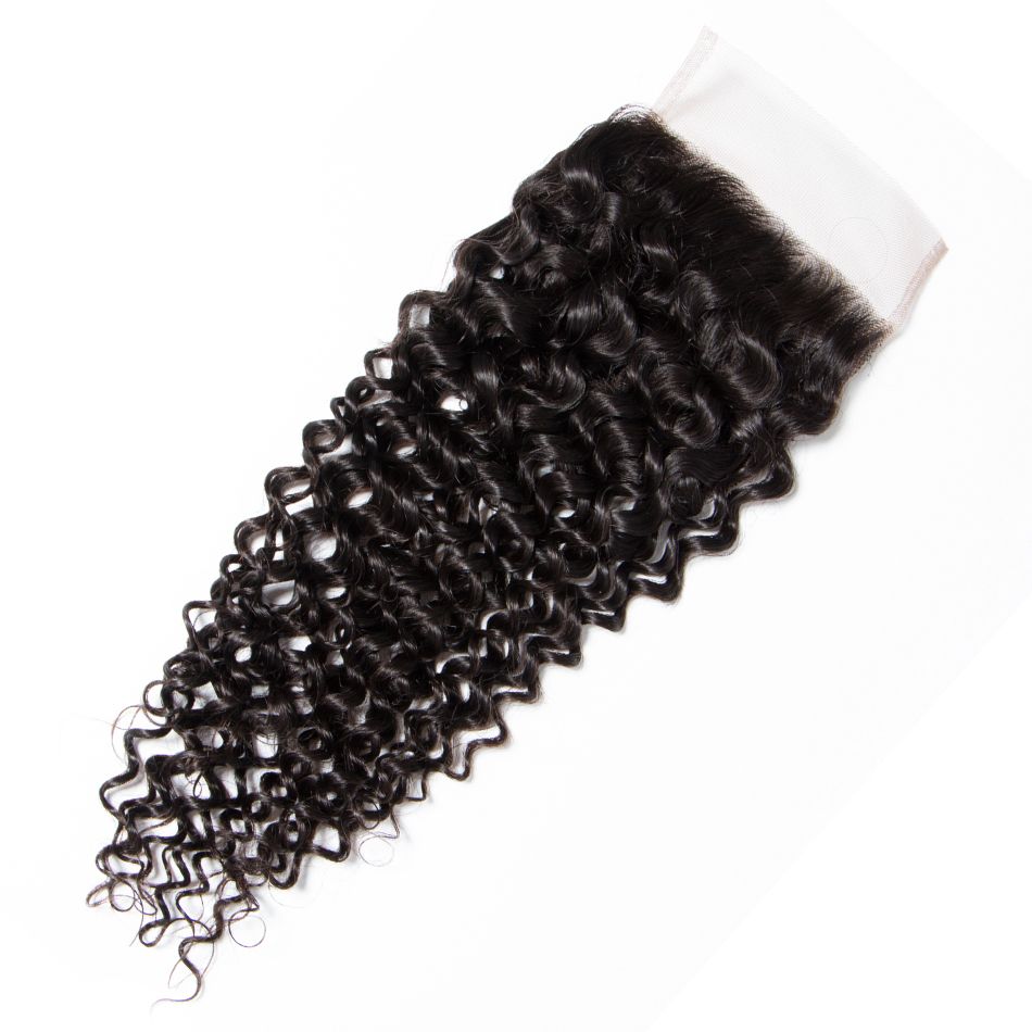 1 piece 4x4 curly closure Human Hair Extensions