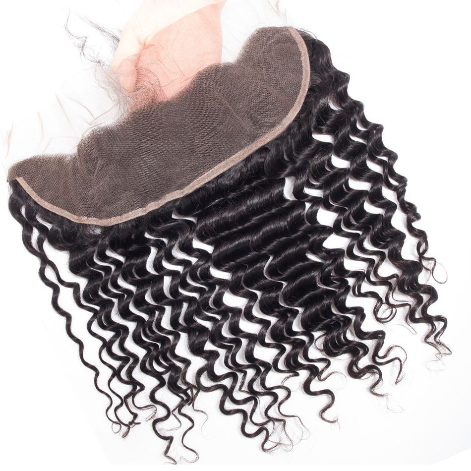 deep Wave13*4 Lace Frontal Closure Brazilian Human Hair Extension