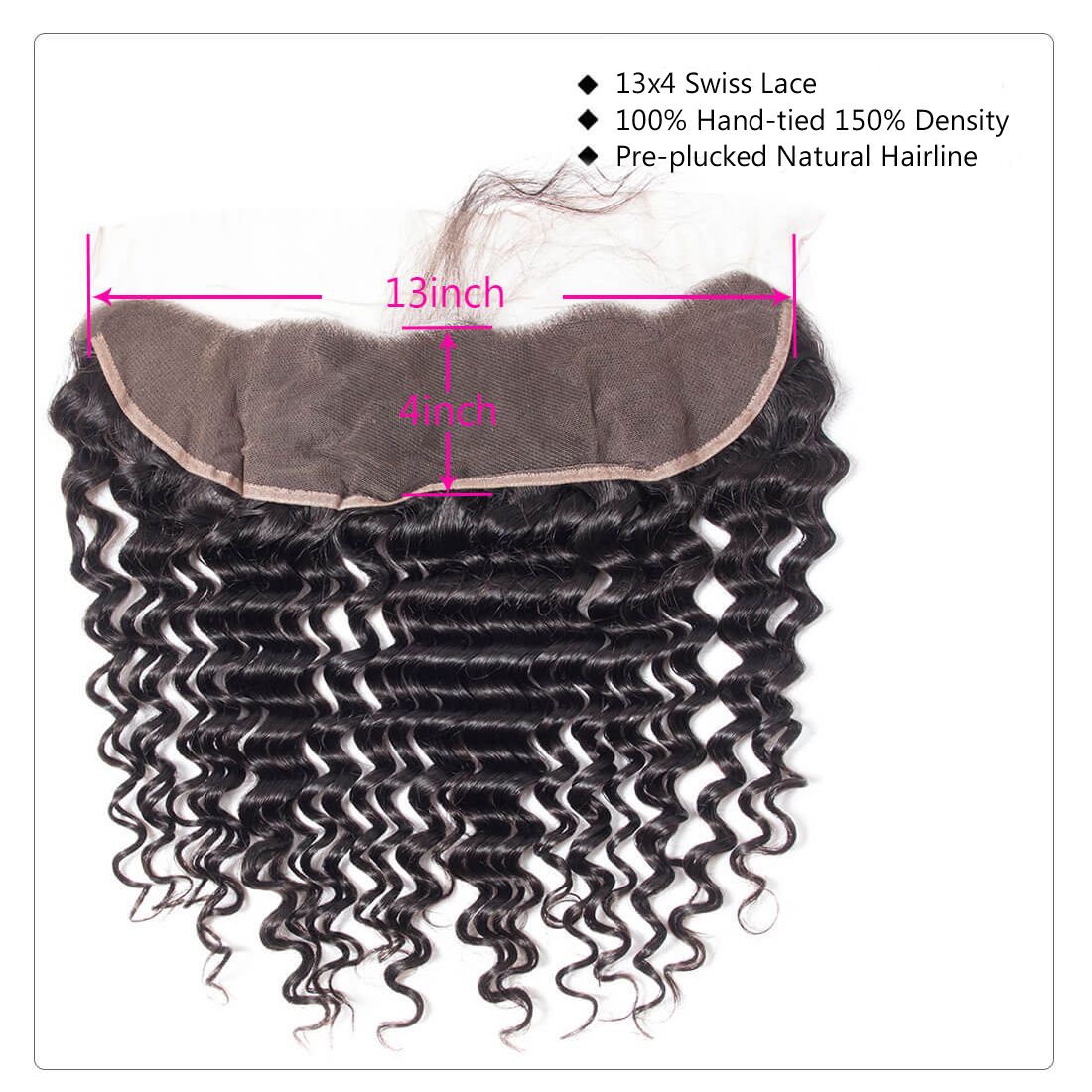 deep Wave13*4 Lace Frontal Closure Brazilian Human Hair Extension