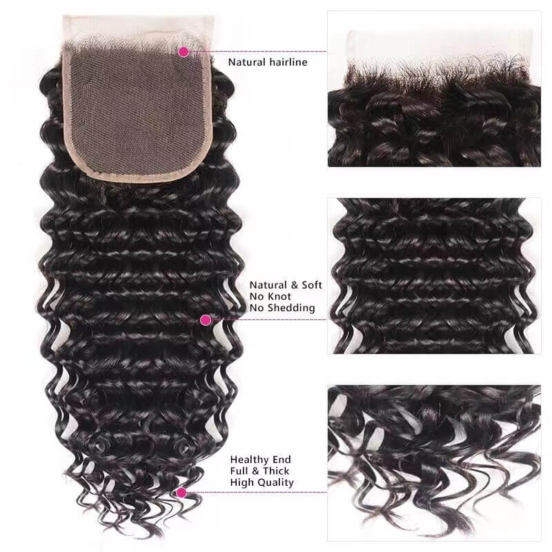 Brazilian Deep Wave With Closure Tinashe Hair Deep Curly 3 Bundles With Closure 100% Virgin Human Hair