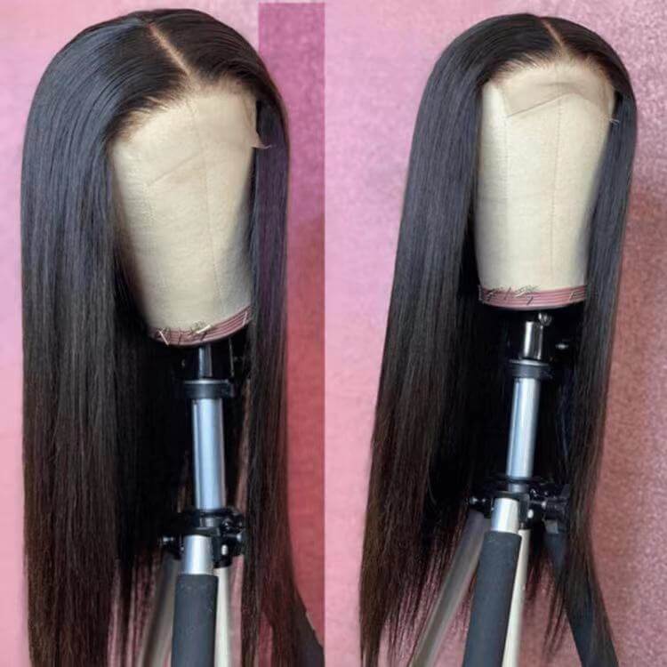 Natural Black 13x4 lace Front Wigs Straight Real Hair Wigs Pre-plucked With Babyhair