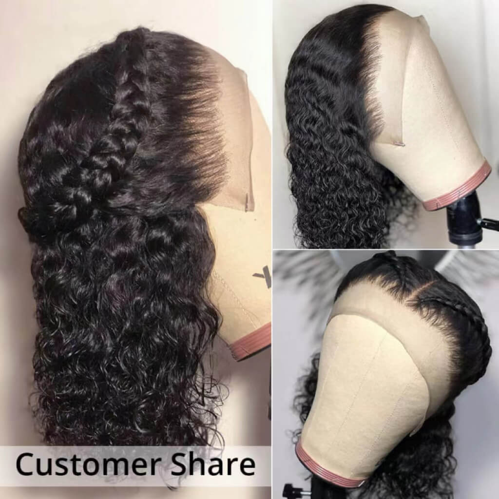 Deep Wave Hair 13x6 Pre Plucked Human Hair Lace Front Wigs 180% Density