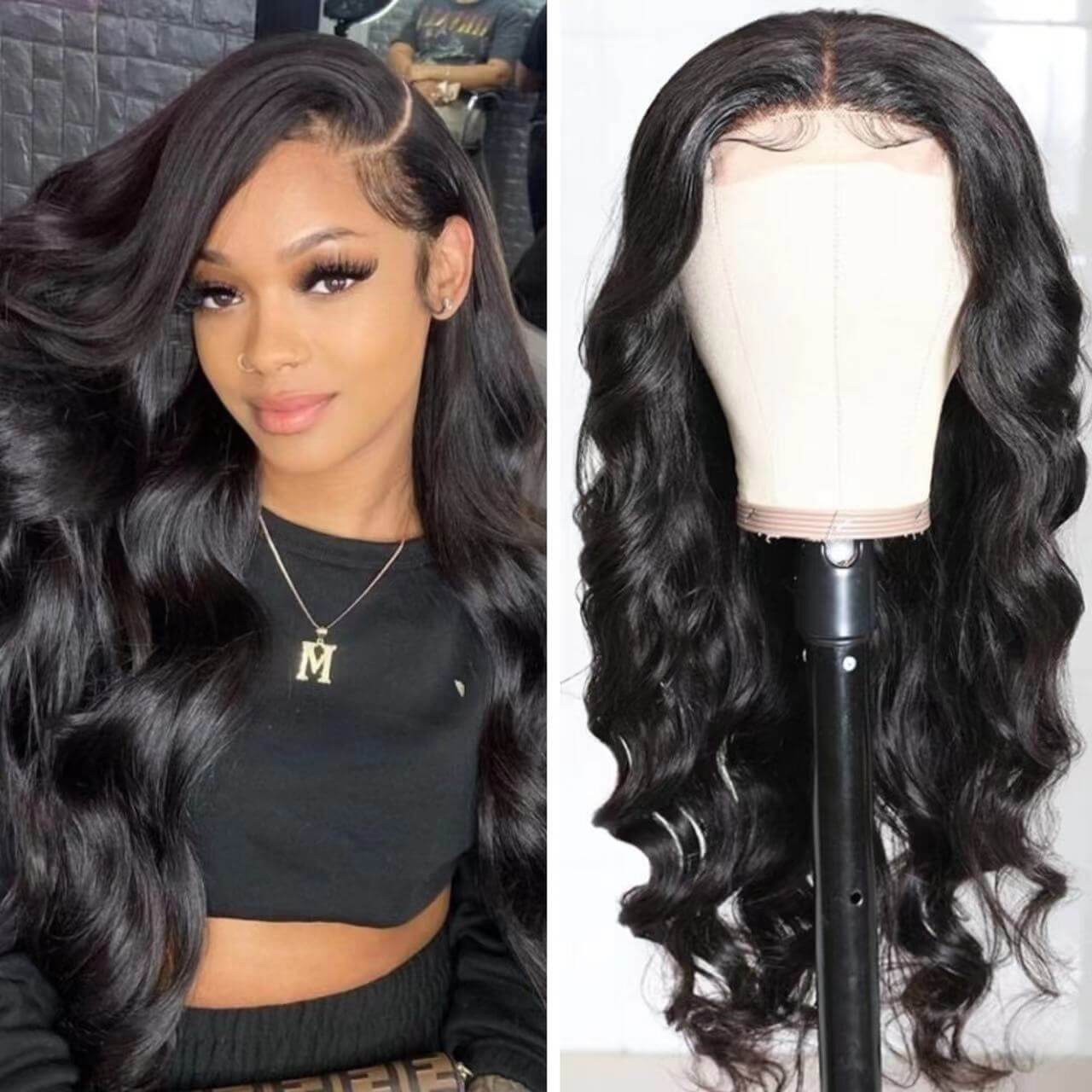 Body Wave HD 4x4 Lace Wigs Made By Hair Bundles With Closure 150% Density