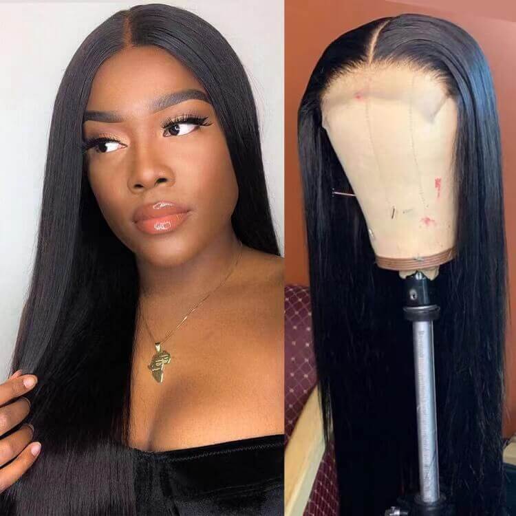 Straight 4X4 Lace Wigs Made By Hair Bundles With Closure150%Density