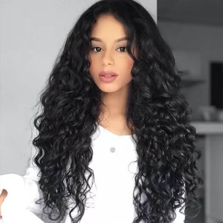 HD Lace Wigs Jerry Curly 5x5 Lace Closure Wigs Human Hair Natural Color 180% density