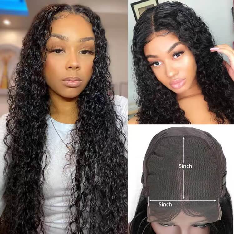 Deep Wave 5x5 HD Lace Human Hair Wigs Pre Plucked Lace Closure Wigs