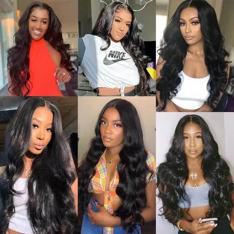 Body Wave 6x6 HD Lace Closure Wig Pre Plucked  Human Hair Wigs 180% Density