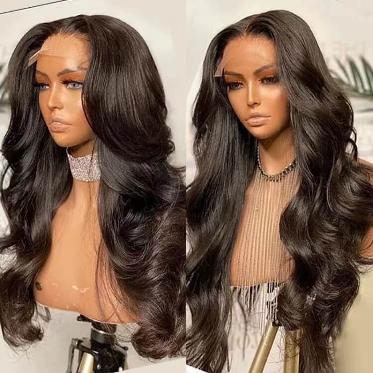 Body Wave 6x6 HD Lace Closure Wig Pre Plucked  Human Hair Wigs 180% Density