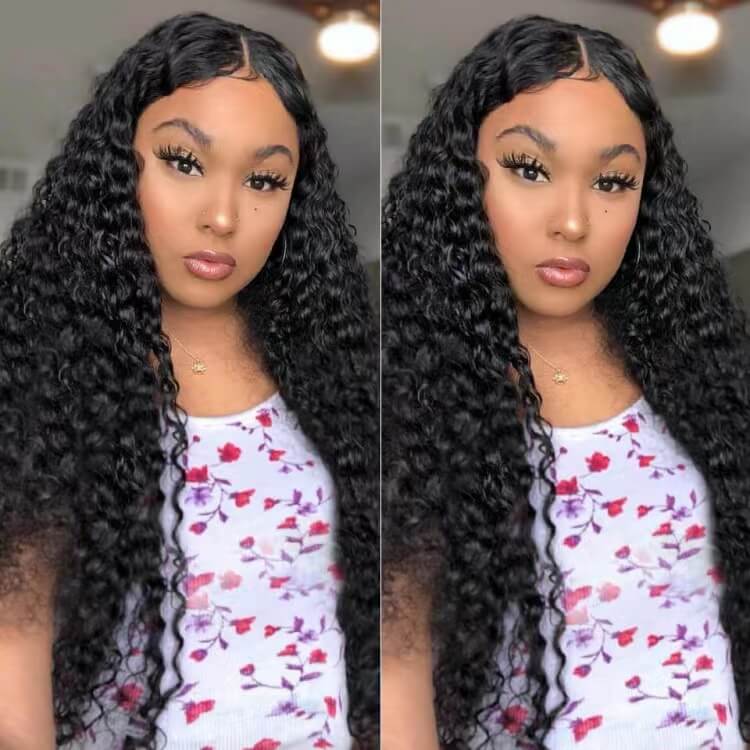 Deep Wave HD 4x4 Lace Wigs Made By Hair Bundles With Closure 150% Density