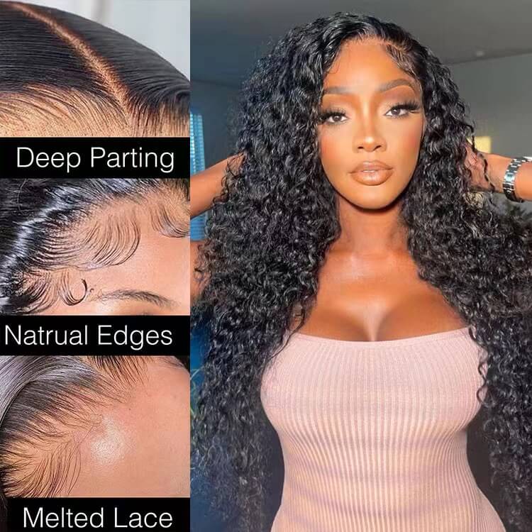 HD Lace Front Wig Brazilian Human Hair Deep Lace Wig Curly Hair 13*4