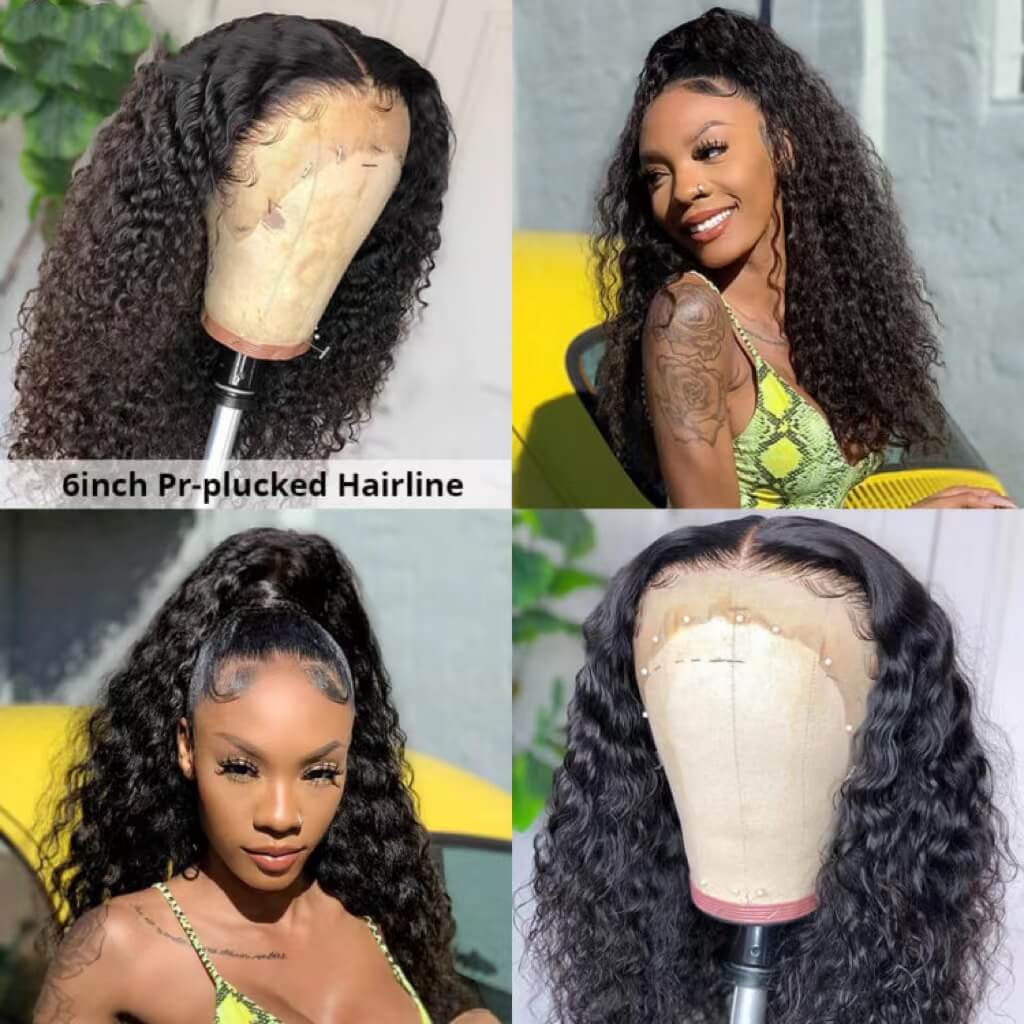 Deep Wave Hair 13x6 Pre Plucked Human Hair Lace Front Wigs 180% Density