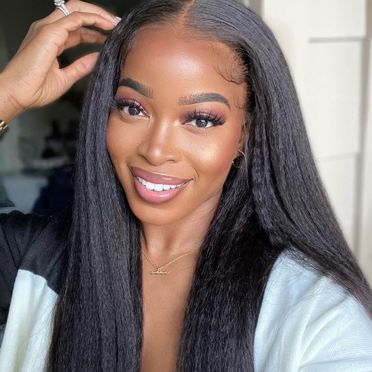 Kinky Straight Lace Front Wig 13X4 Lace Front Human Hair Wigs With Baby Hair