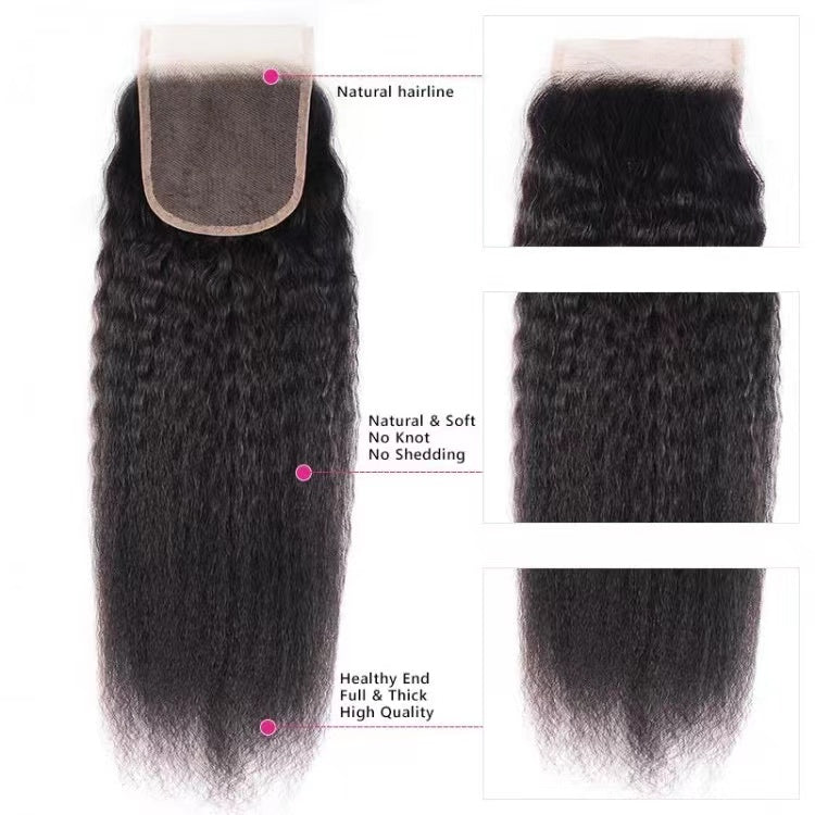 4×4 inch Kinky Straight Lace Closure Upgrade Middle Part