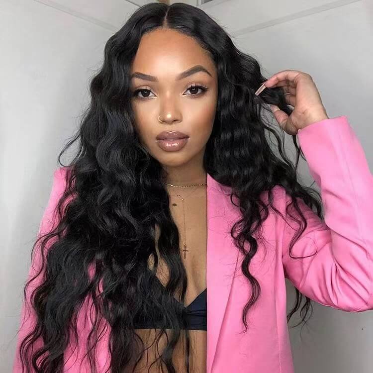 Loose Deep Wave 4x4 Lace Wigs Made By Hair Bundles With Closure150% Density