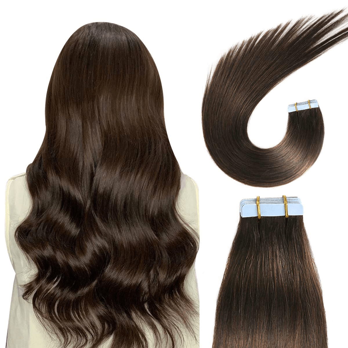 Tape Ins Hair Extensions 20 Inch Human Remy Hair 20 pcs/50g Skin Weft Silky Tape in Real  in stock