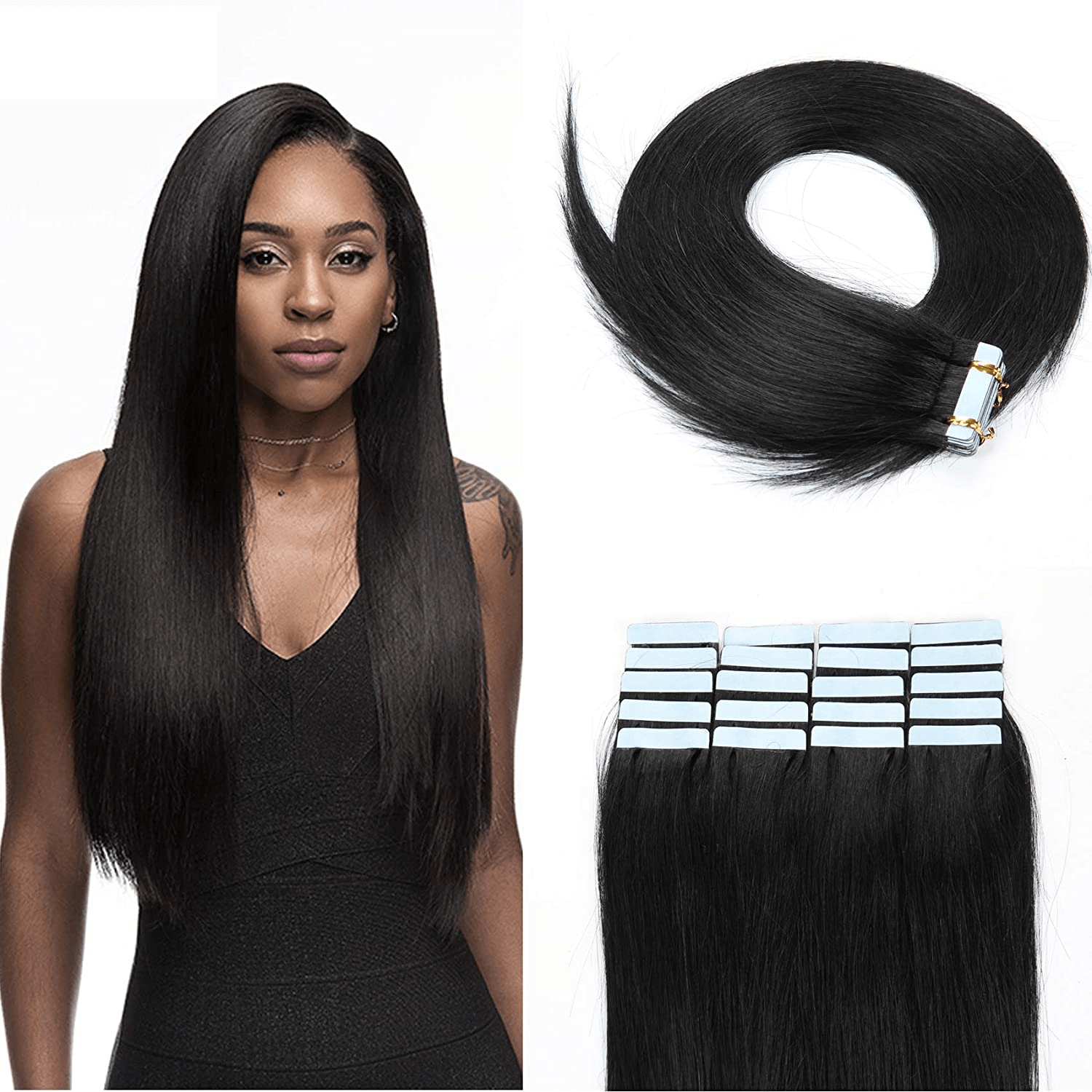 Tape Ins Hair Extensions 20 Inch Human Remy Hair 20 pcs/50g Skin Weft Silky Tape in Real  in stock