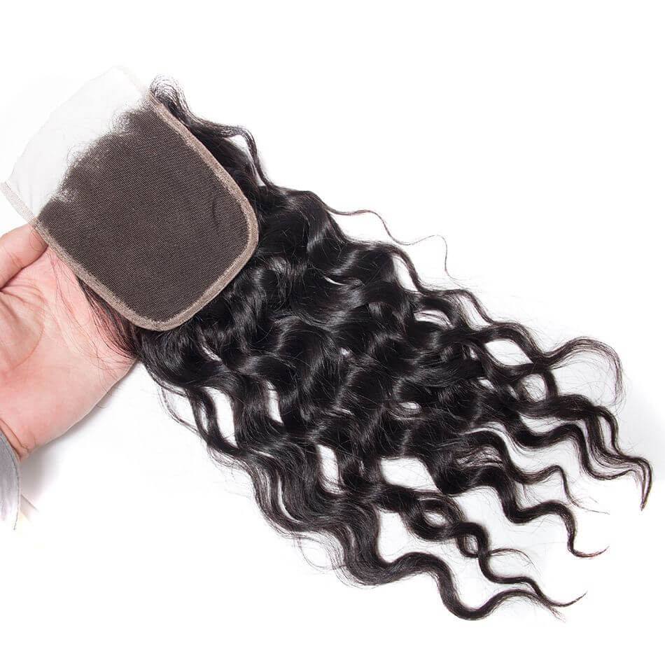 3 Bundles With Closure Brazilian Wet And water Wavy Human Hair Weave Bundles With Closure Natural Color