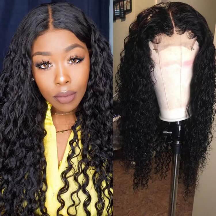 Water/Natural Wave 4x4 Lace Wigs Made By Hair Bundles With Closure