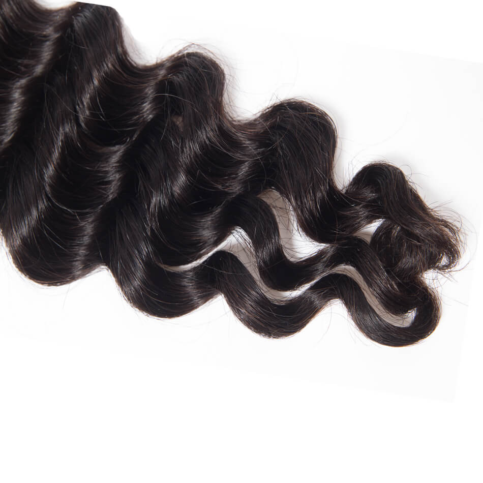 3 Bundles Human Hair Weft With Closure Loose Deep Wave Brazilian Hair Weave Bundles With Closure