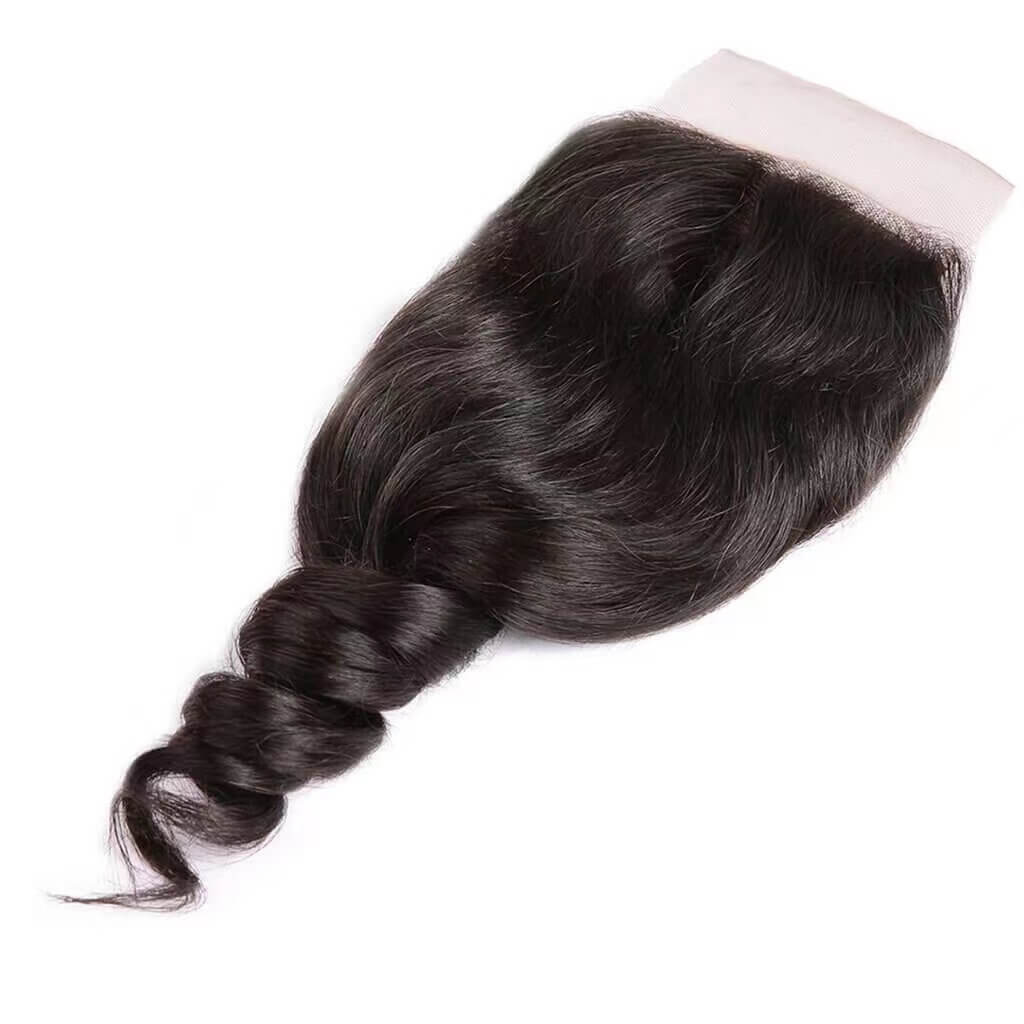 Brazilian loose wave  3 bundles with 4x4 Lace Closure  Peruvian Human Hair