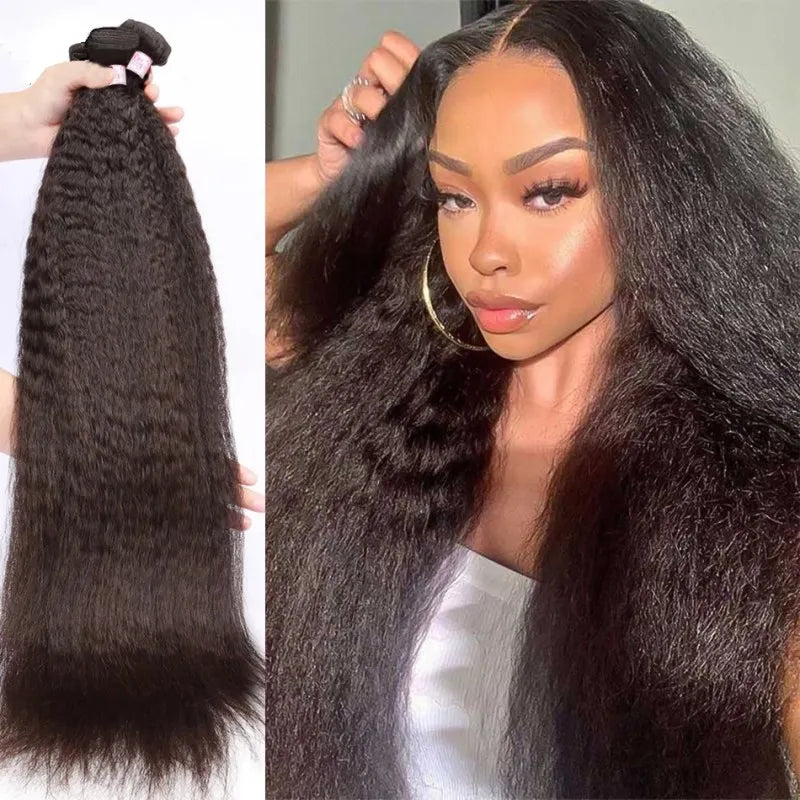 Kinky Straight Hair Brazilian Virgin Hair 3 Bundles High Quality Virgin Human Hair Yaki Straight Hair