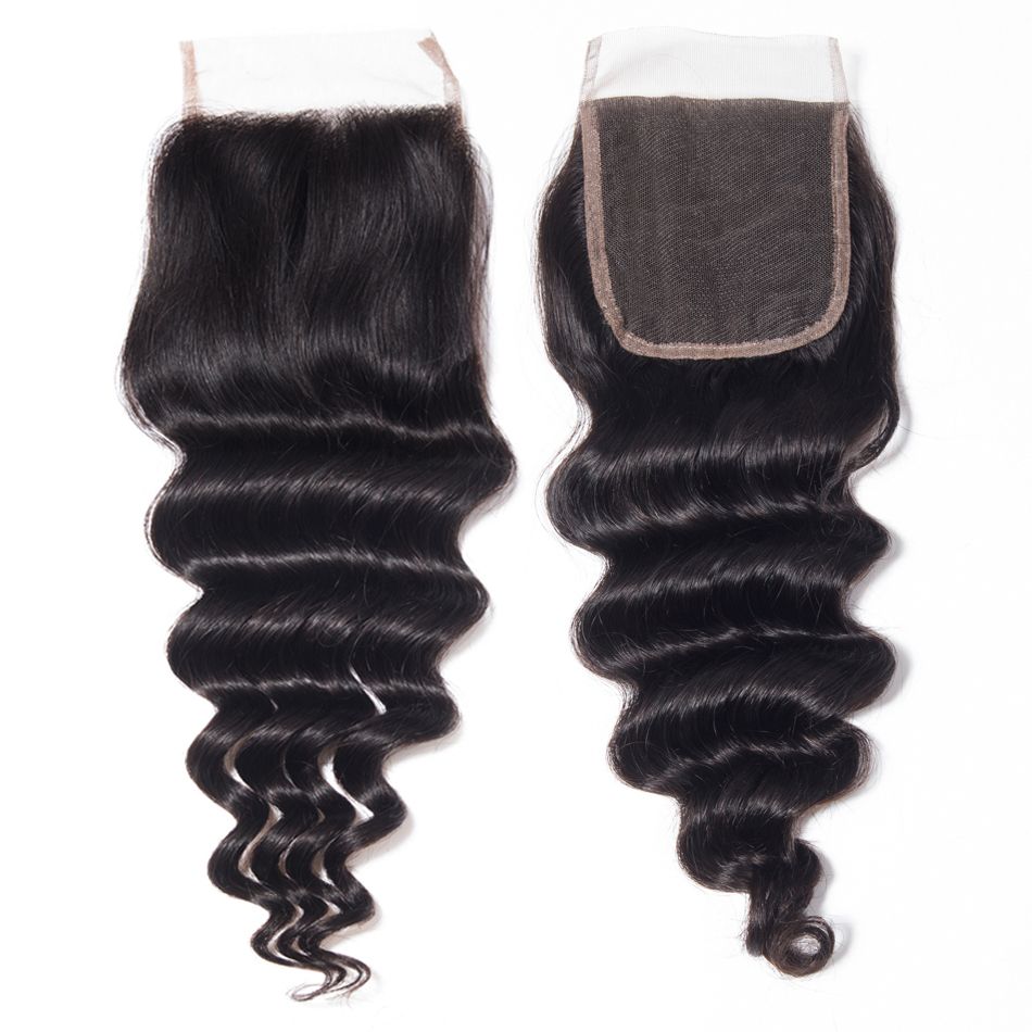 3 Bundles Human Hair Weft With Closure Loose Deep Wave Brazilian Hair Weave Bundles With Closure