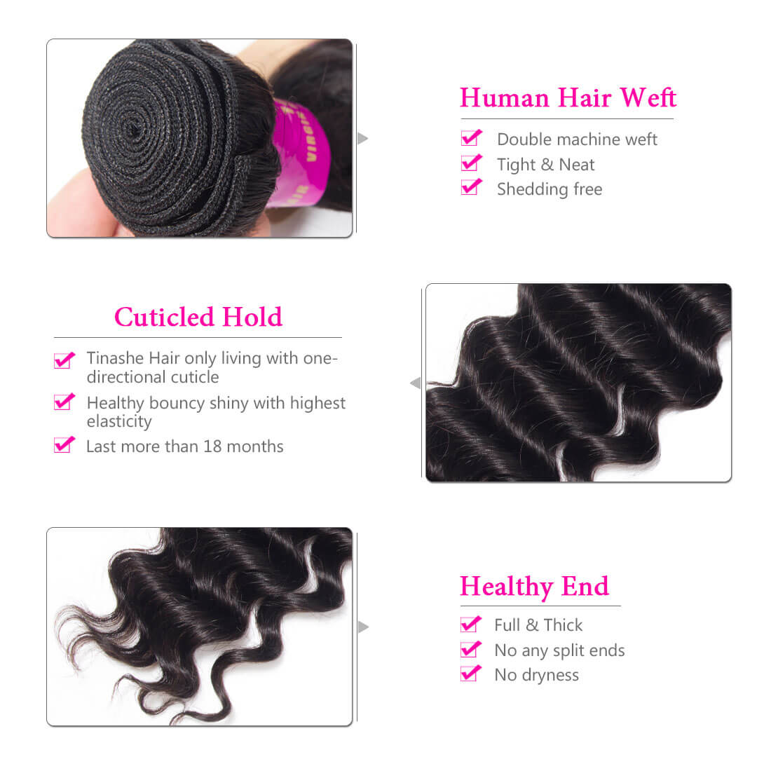 Loose Deep Wave 3 Bundles  Hair Weave Bundles Ocean Wave 100% Virgin Human Hair