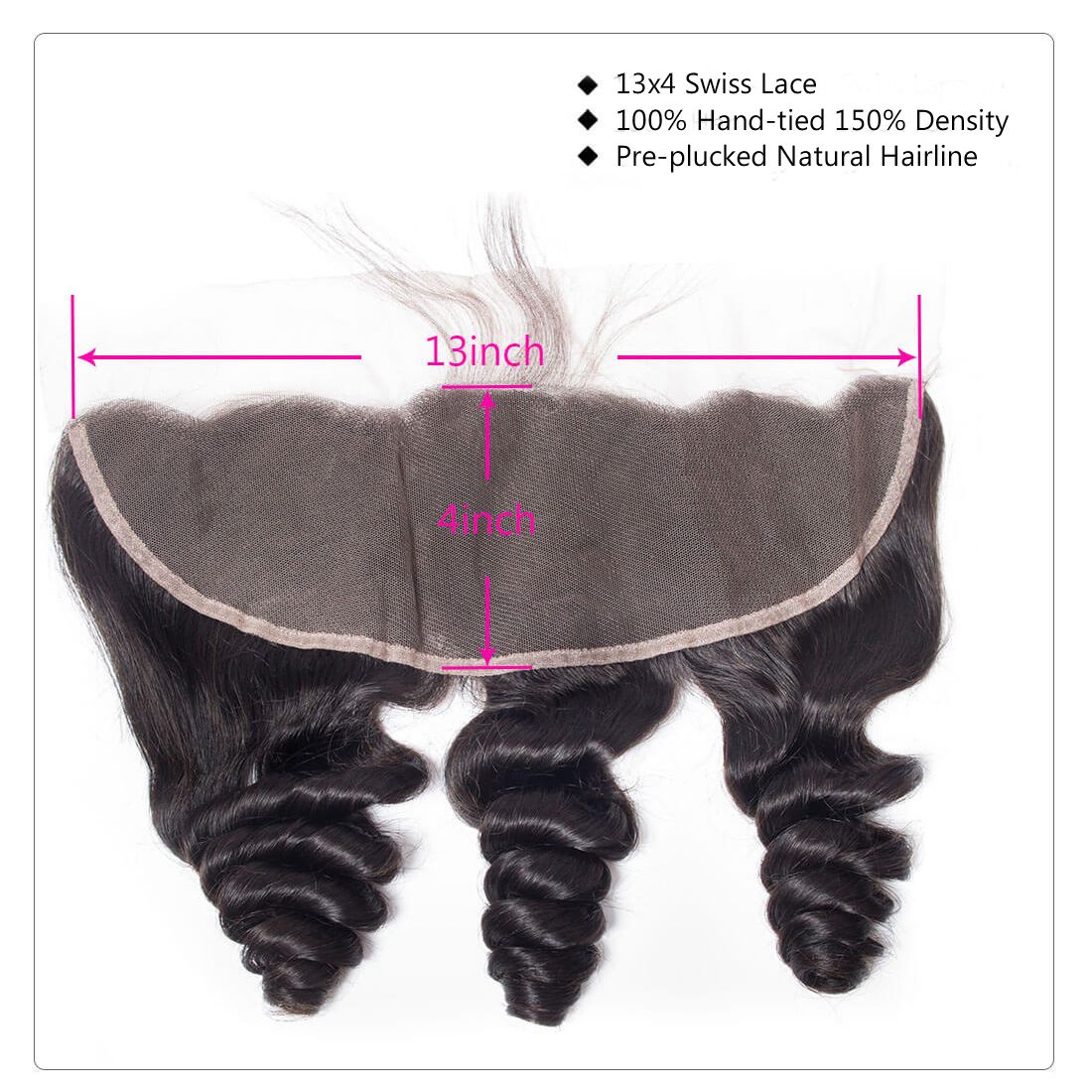 13*4 Lace Frontal Closure Loose Wave Human Hair high quality Extensions Brazilian